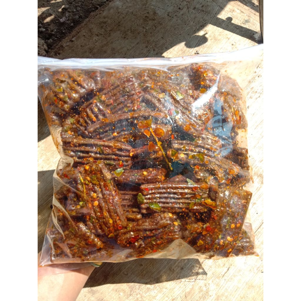 

cemilan makanan ringan kerupuk jengkol / kerupuk asbes pedas daun jeruk