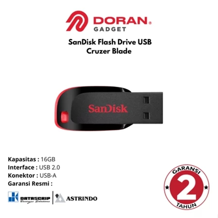 FlashDisk SanDisk CZ50 16GB 32GB 64GB 128GB Cruzer Blade Flash Disk - Garansi Resmi SanDisk Original