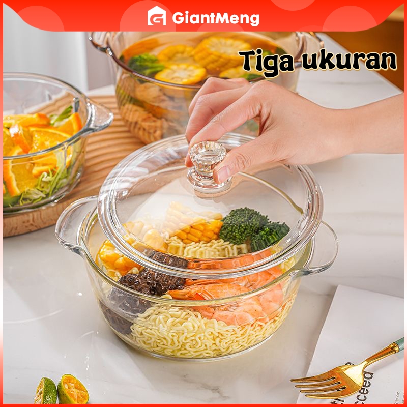 GiantMeng - Mangkok Plastik 450/600ml + Tutup | Aesthetic untuk Sup, Salad, Buah & Sayur