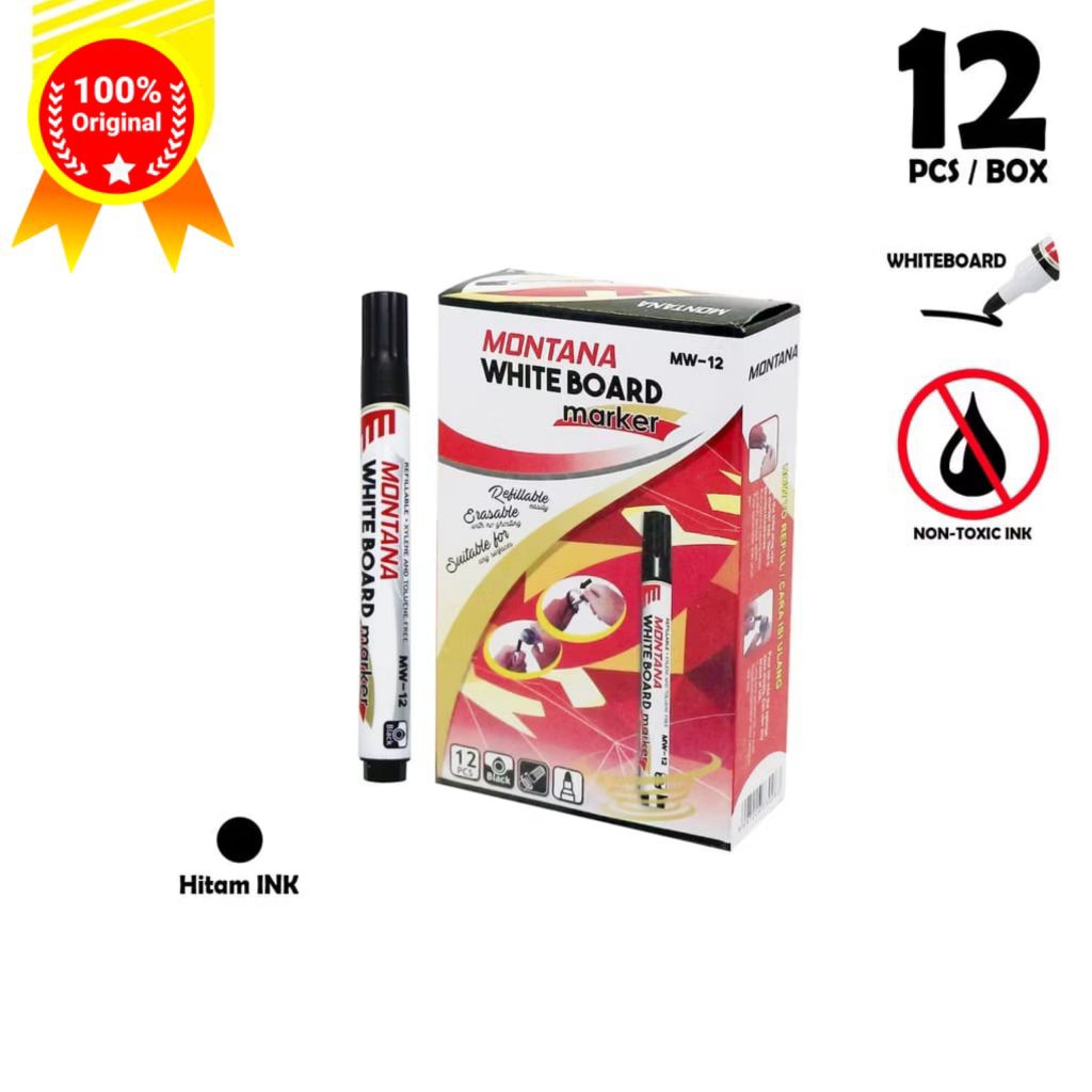 

Spidol MONTANA Whiteboard Marker Round Tip 12 pcs/box / Mw-12 Black
