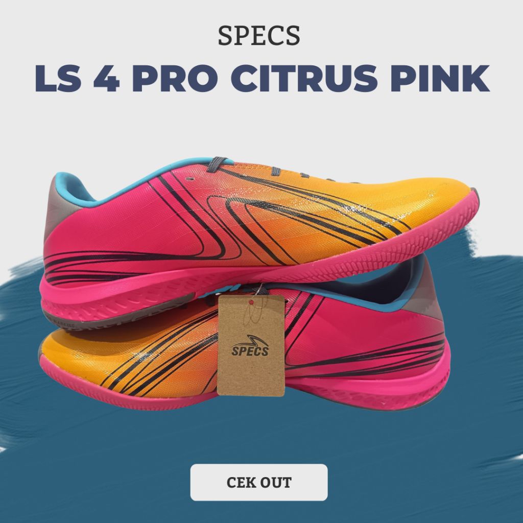 Light Speed SPECS 4 Pro Citrus Pink Sepatu Futsal Terbaru Original