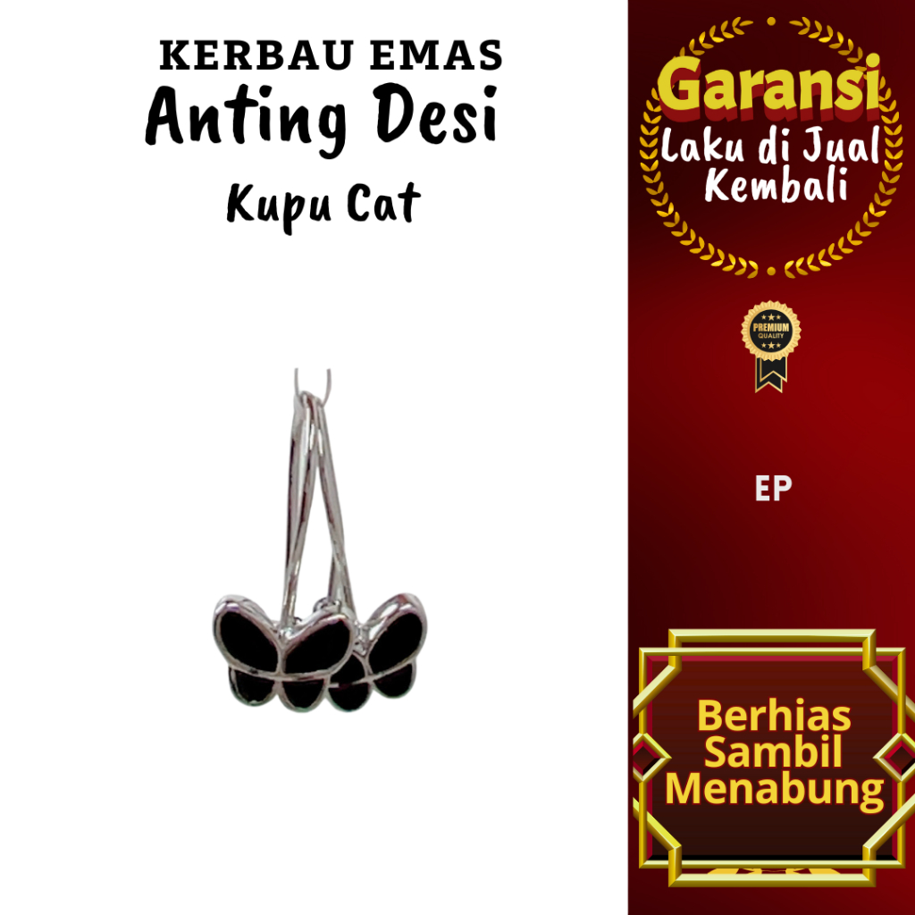 A 1001 Kerbau Emas Anting Desi Kupu Cat Warna Emas Putih