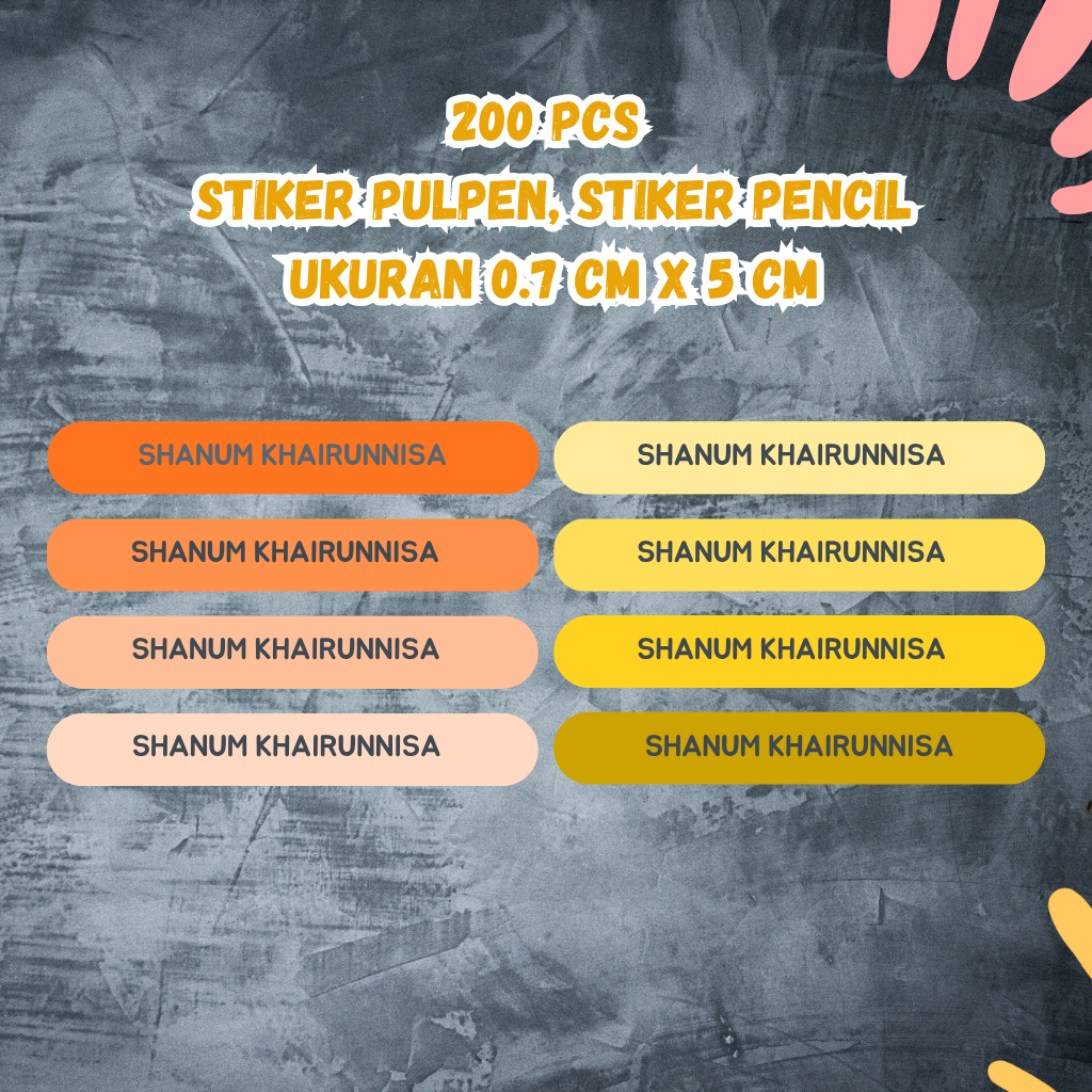 

Stiker Pulpen dan Pencil Custom Nama Ukuran 0.7 CM x 5 cm