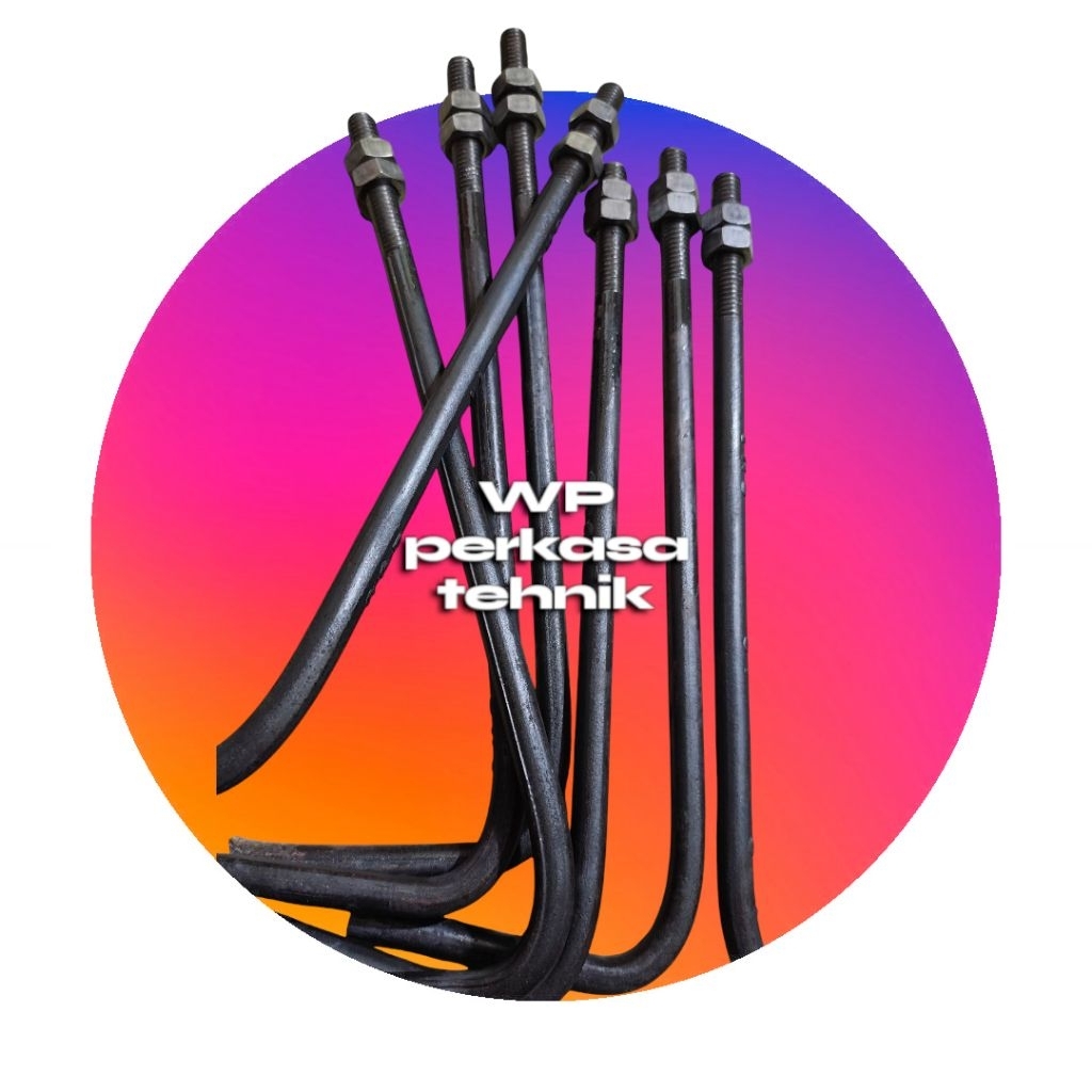 angkur baut 19mm (3/4") x 40cm x 10cm + 2Mur & 1ring bahan beton | cocok untuk pondasi dan besi