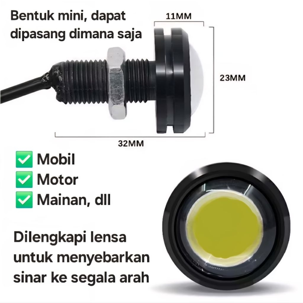 hot deals mata elang lampu eagle eye kolong sen motor mobil baut 1 mata led super terang senja kota