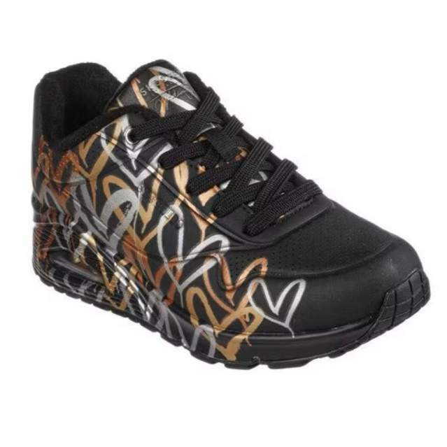 Skechers Uno Metallic Love Black/Gold Preloved Ukuran 37