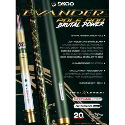 Joran Tegek Daido EVANDER Ruas 90 CM 300 360 450 540 Bahan Carbon Super Kaku BRUTAL POWER