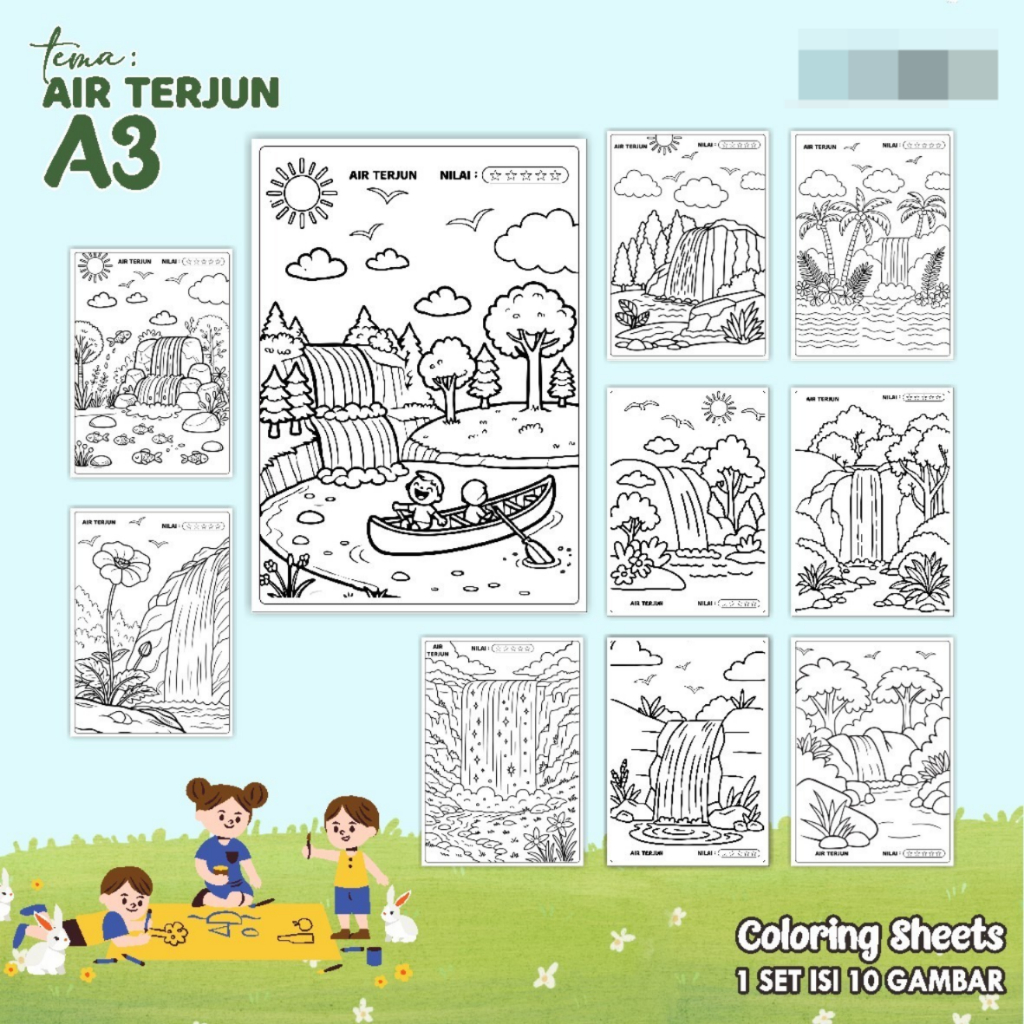 

KERTAS GAMBAR MEWARNAI TEMA AIR TERJUN A3 READY STOCK - LEMBAR COLORING SHEETS ISI 10 LEMBAR