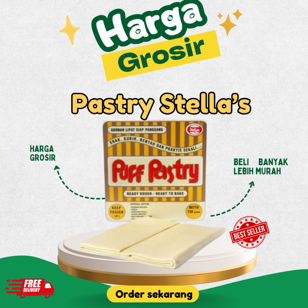 

(LEBIH MURAH) Stella Puff Pastry 750 gr Adonan Instan Praktis Kue Bolen Zuppa Soup
