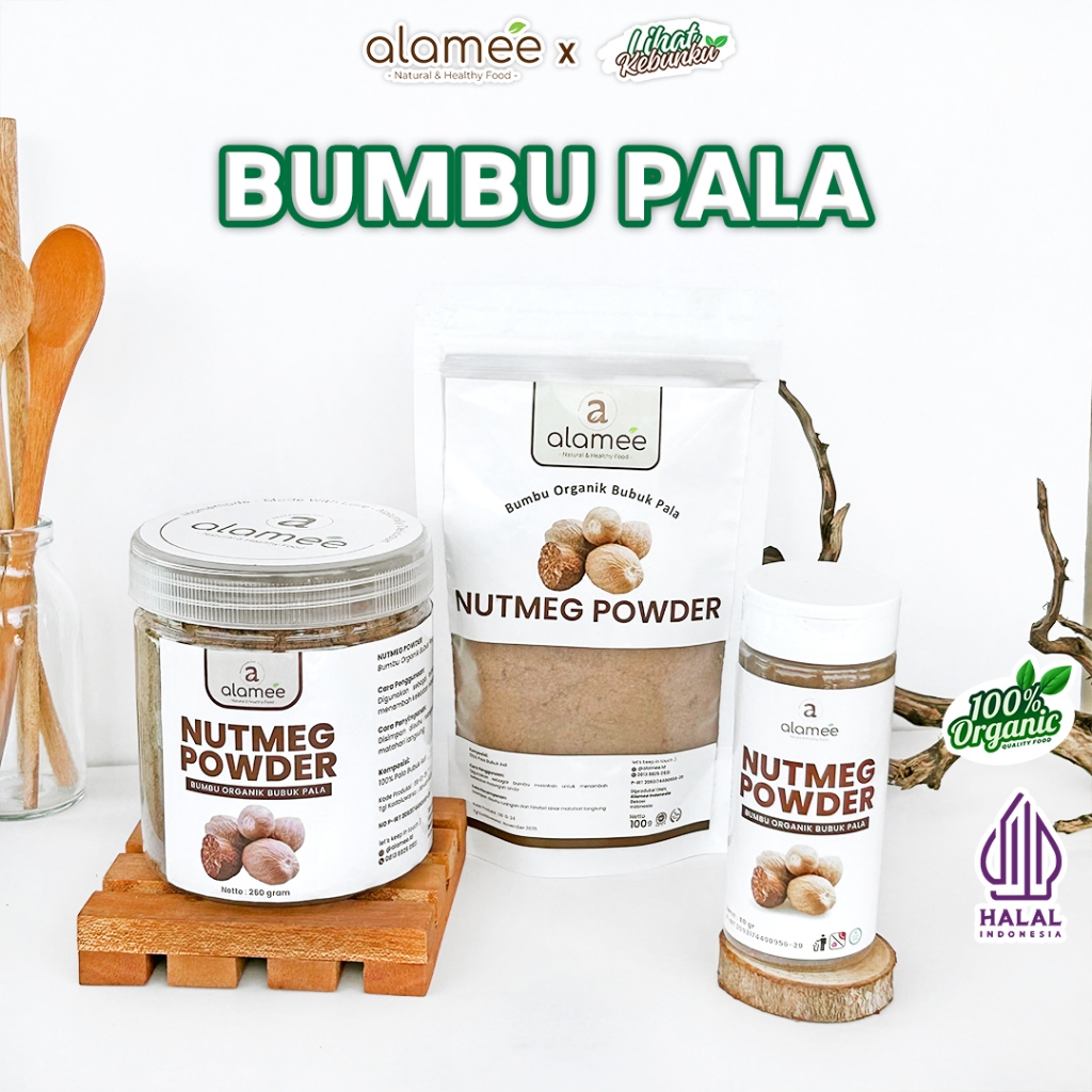 

ALAMEE Bumbu Dapur Pala Bubuk Nutmeg Seasoning Powder Rempah Murni Asli Organik LIHAT KEBUNKU