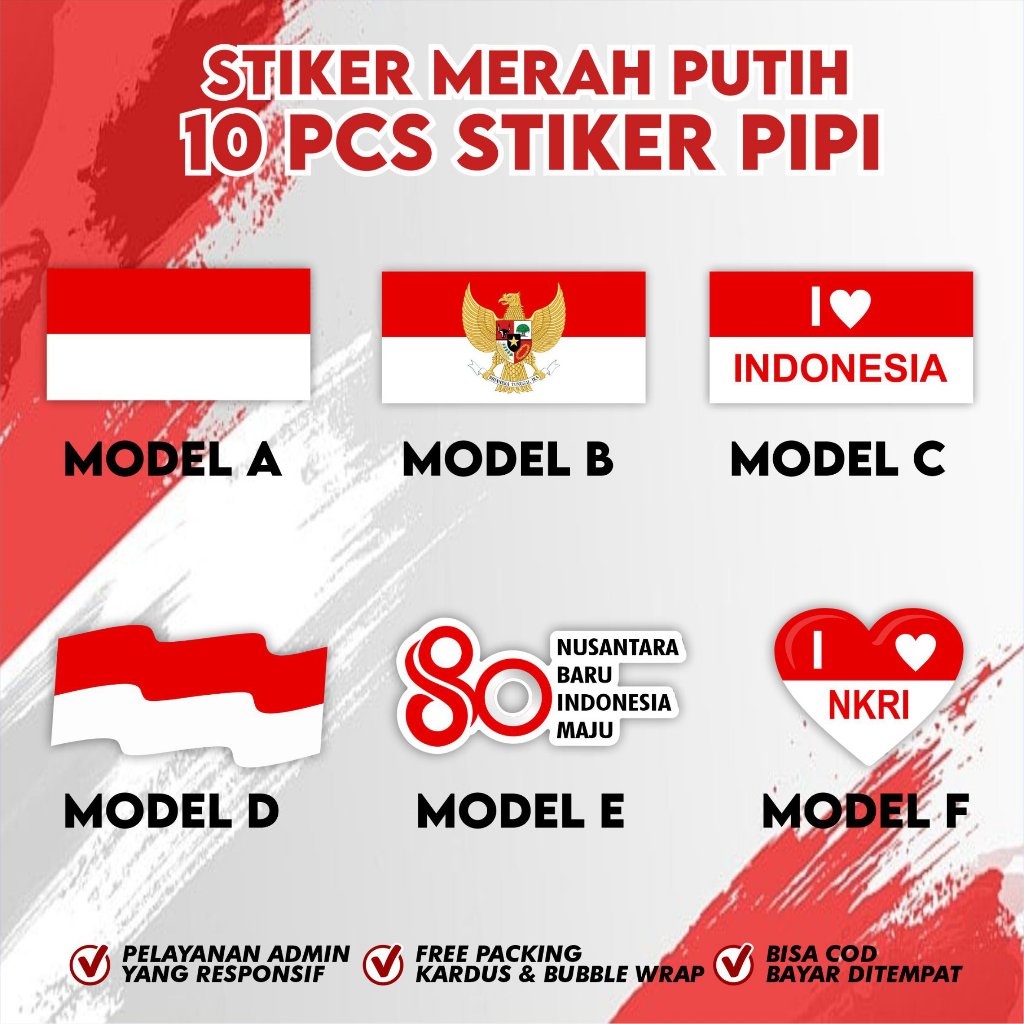 

100Pcs Stiker Pipi Bendera Anak dan Dewasa - Sticker Merah Putih Sticker Bendera Tempel Pipi Murah Doel