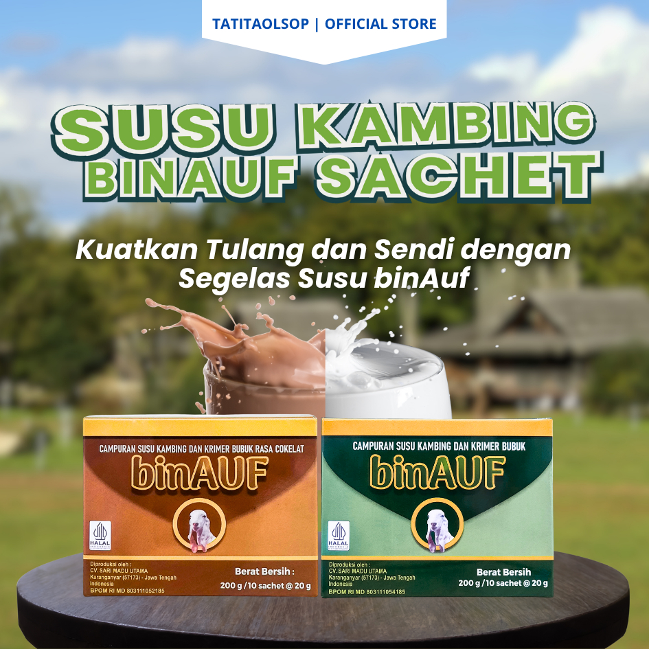 

BINAUF SUSU KAMBING ETAWA KEMASAN SACHET - ATASI NYERI SENDI PERKUT TULANG DAN OTOT