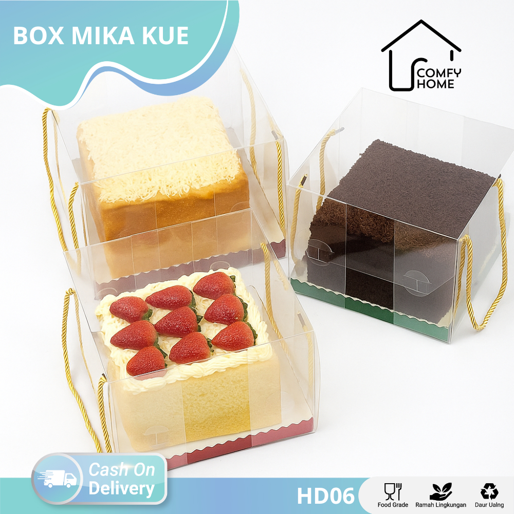 

Box Mika Transparan / Box Mika / Box Mika Handle / Box Tali / Box Makanan / Box Hampers / Tali Kotak Kue / Box Tart I HDI06-HDI15