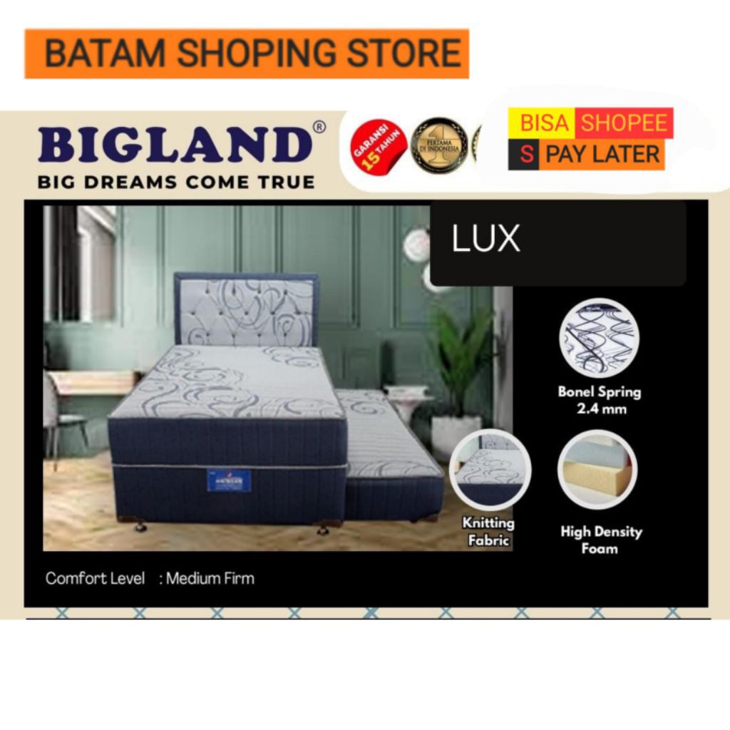 KASUR BED SORONG TWIN BED BIGLAND LUX UK 120 X 200 CM