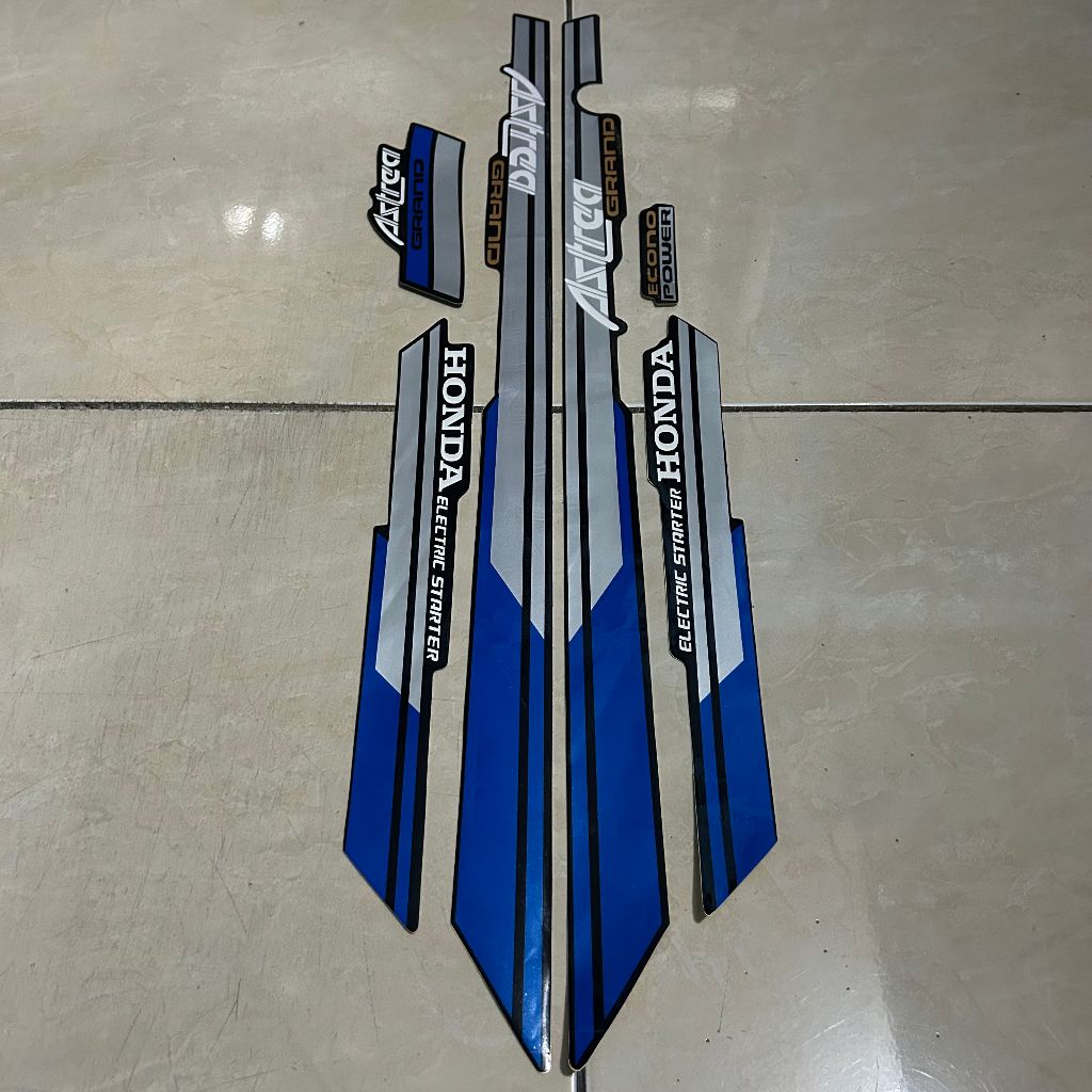 stiker striping honda astrea grand bulus 1992 1993 silver biru lis body standar berkualitas original