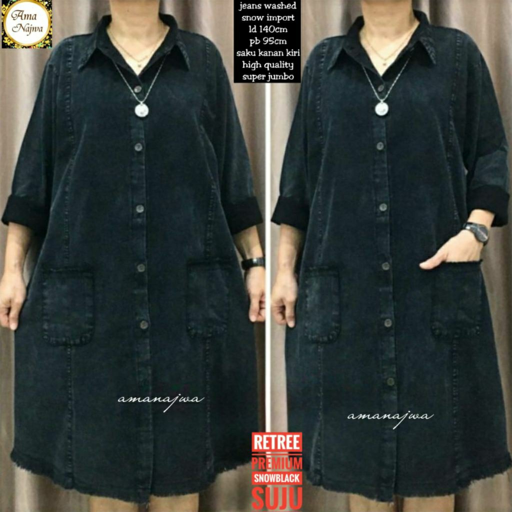 Retree black Tunik Jeans JUMBO LD 140 / amanajwa