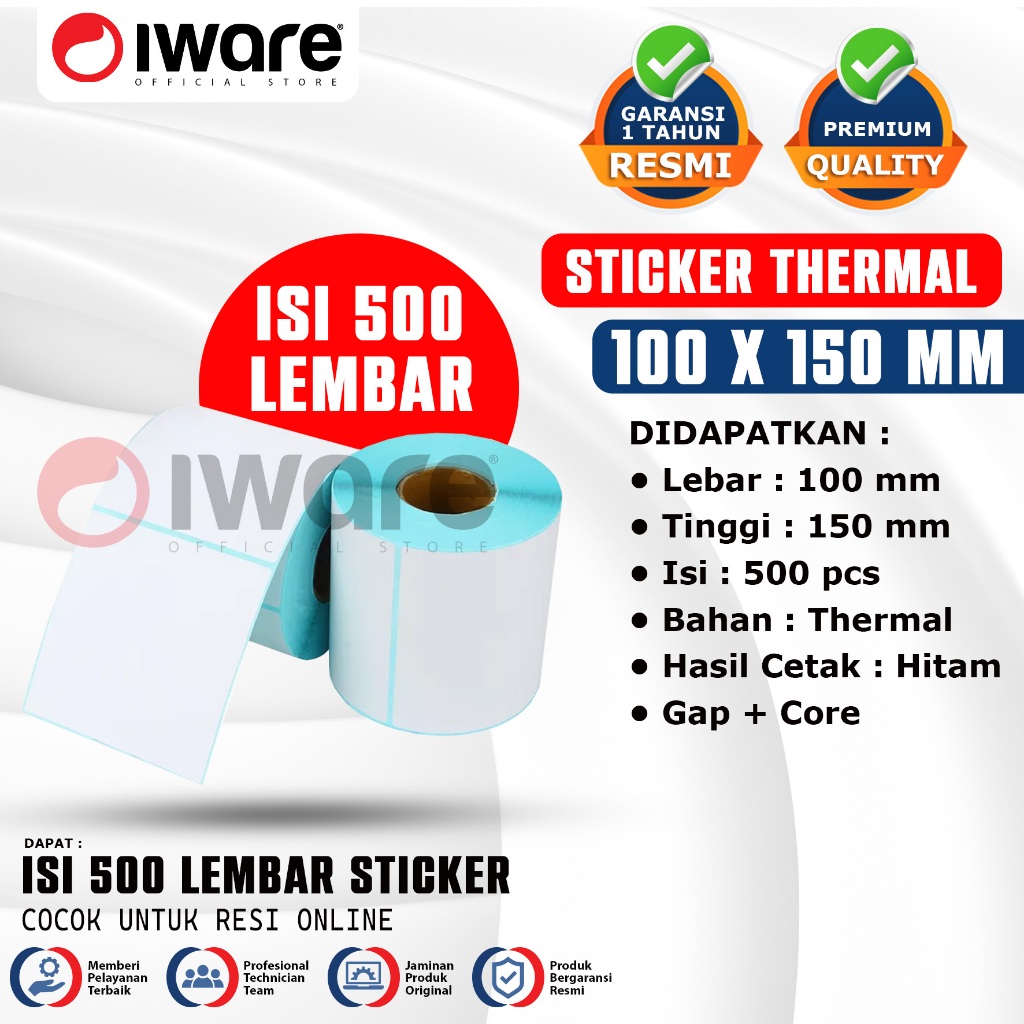 

IWARE Sticker Label Barcode Thermal Label Online Shop 100X150 mm A6 Printer Label Sticker Resi