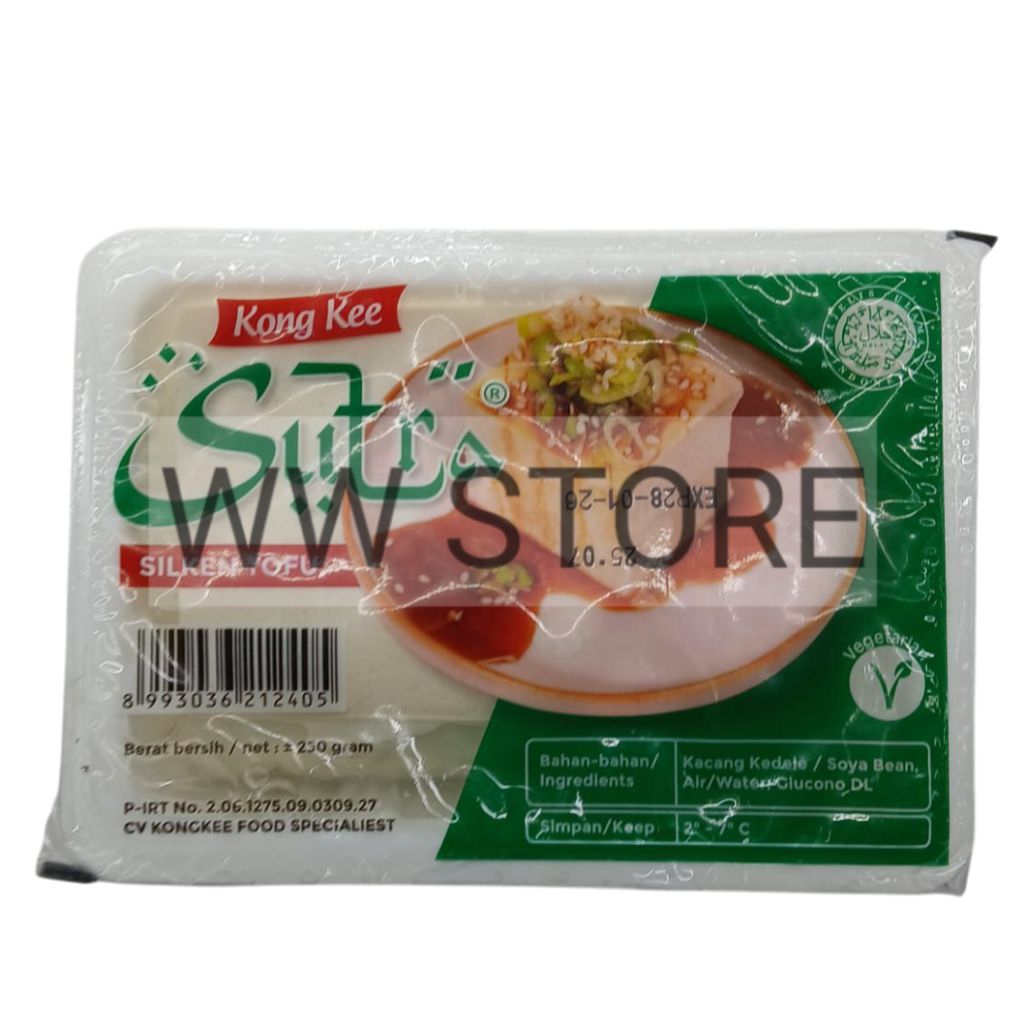 

Tahu sutera VEGETARIAN halal MUI Kong Kee Sutra SILKEN TOFU 250g