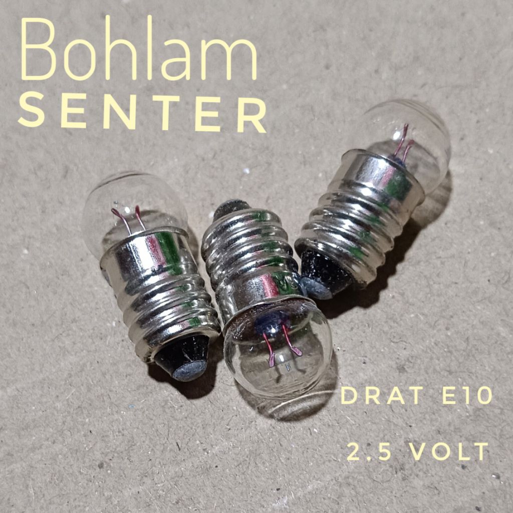 Bohlam Senter Fitting E10 Drat 2.5V Jadul Praktek Seri Paralel