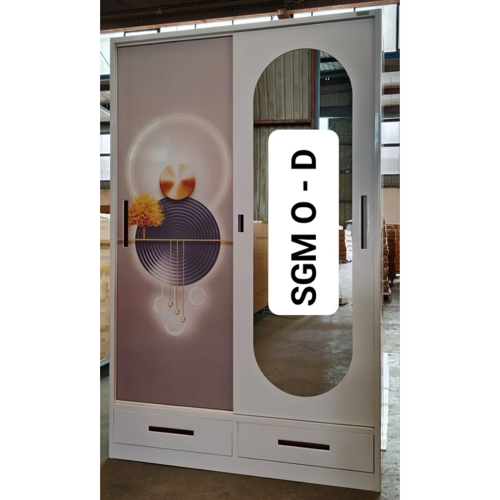 Lemari Pakaian Plat Besi Full Gantungan / Lemari 2 Pintu Gamis + Laci