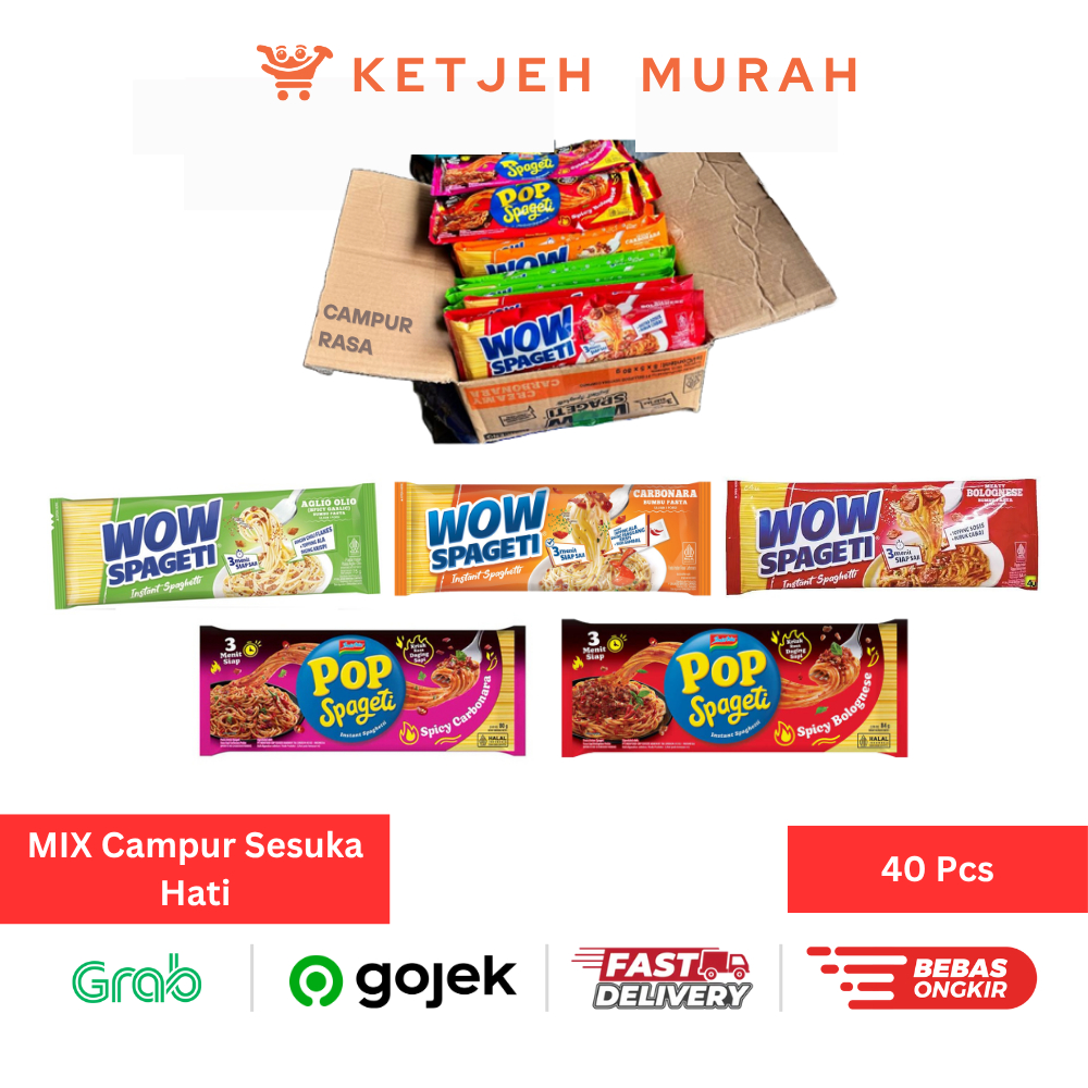 

WOW POP Spageti Instant MIX Campur Rasa Sesuka Hati 1 Dus isi 40 Pcs [Tulis di Note Catatan Pelanggan]