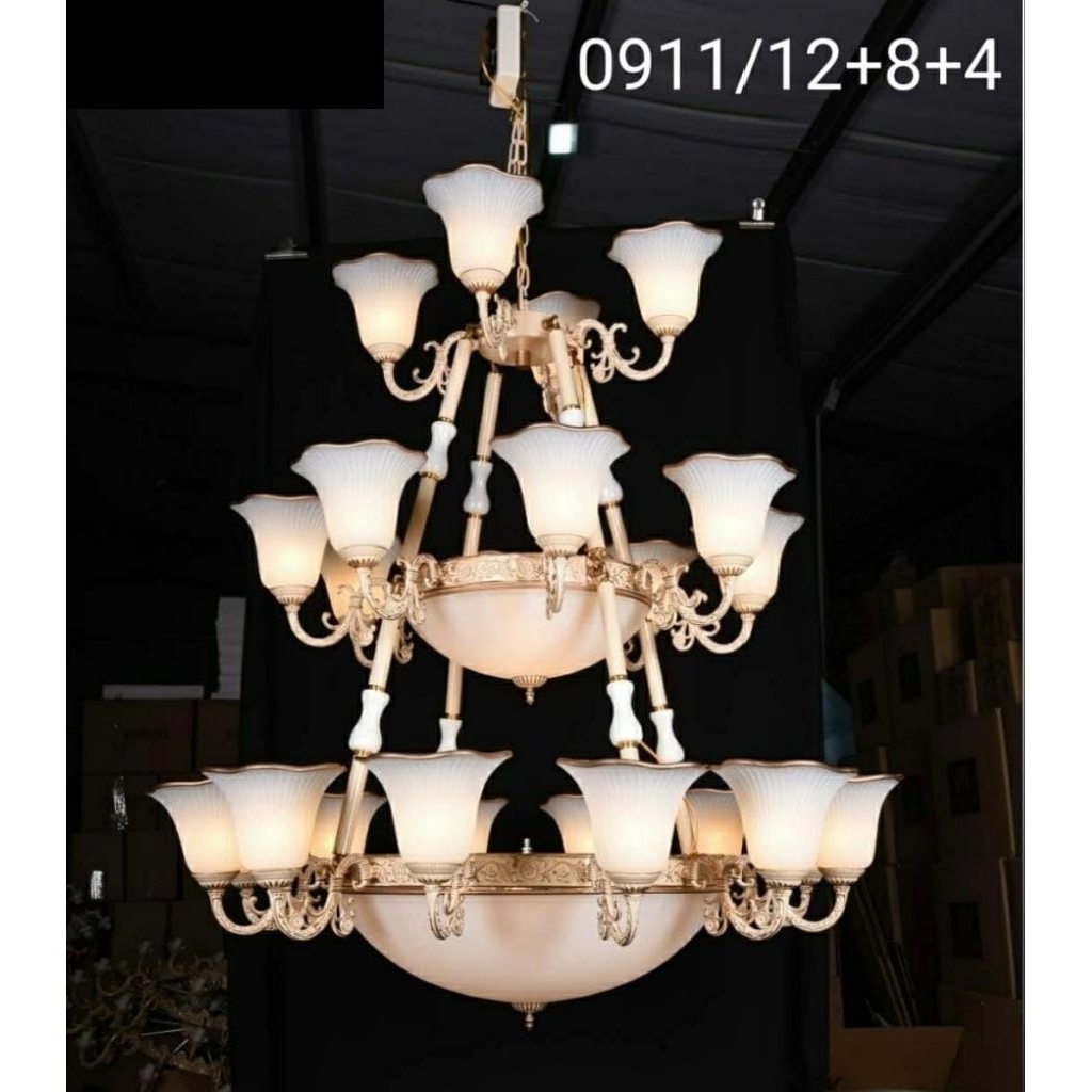 LAMPU GANTUNG HIAS VOID KLASIK 3 TINGKAT MEWAH