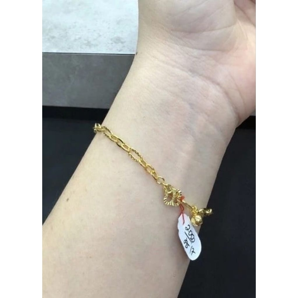gelang cantik model Rantai anyam kecil asli titanium berlapis emas 24k