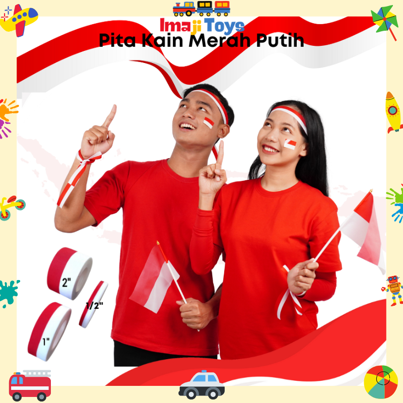 

IMAJITOYS - Pita Kain Bendera Ikat Kepala / Pita 17 Agustus Merah Putih 1/2 inch 1 inch 2 inch 20 yard