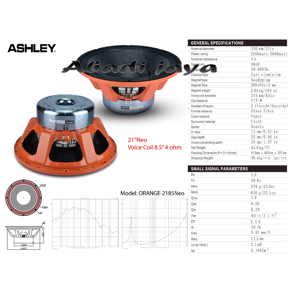 speaker komponen ashley orange 2185 / ORANGE 2185 neo 21 inch neo voice coil 8.5'' 4 ohm