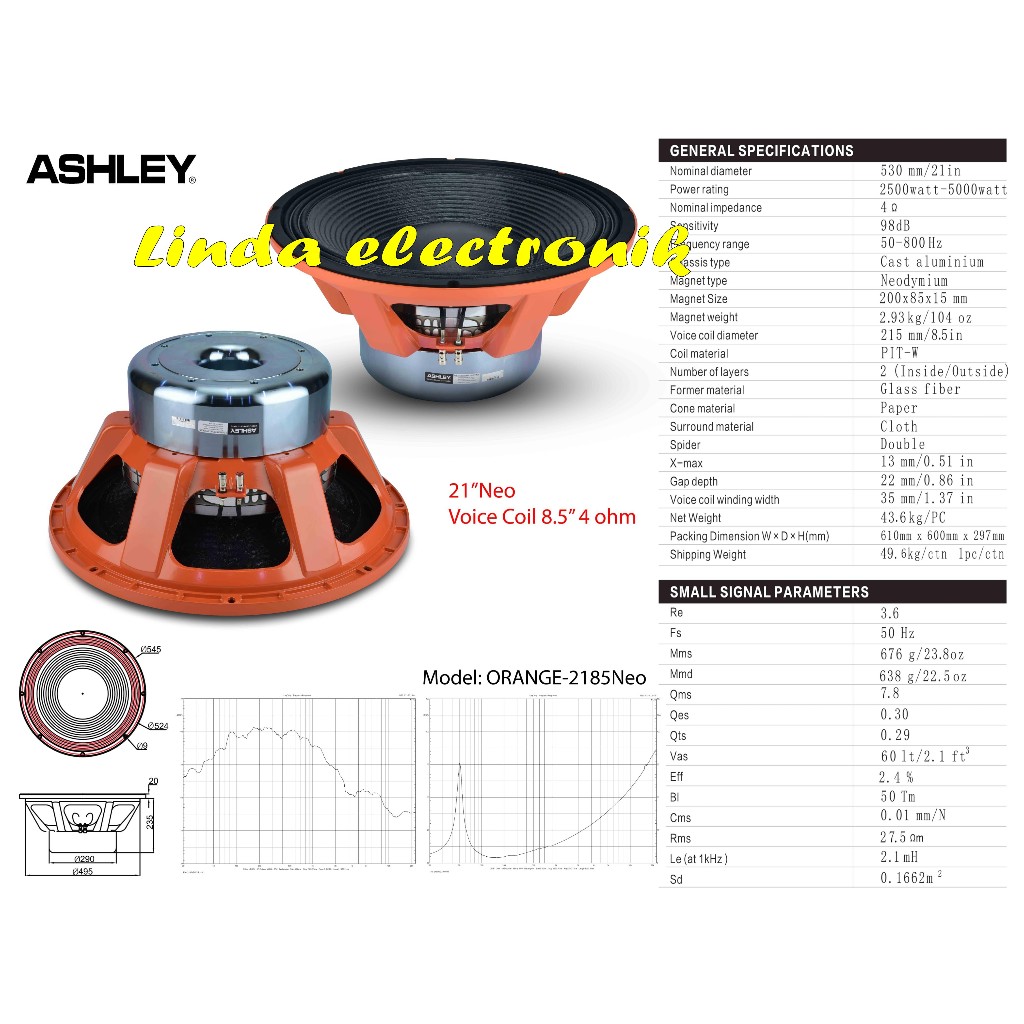 speaker komponen ashley orange 2185 / ORANGE 2185 neo 21 inch neo voice coil 8.5'' 4 ohm