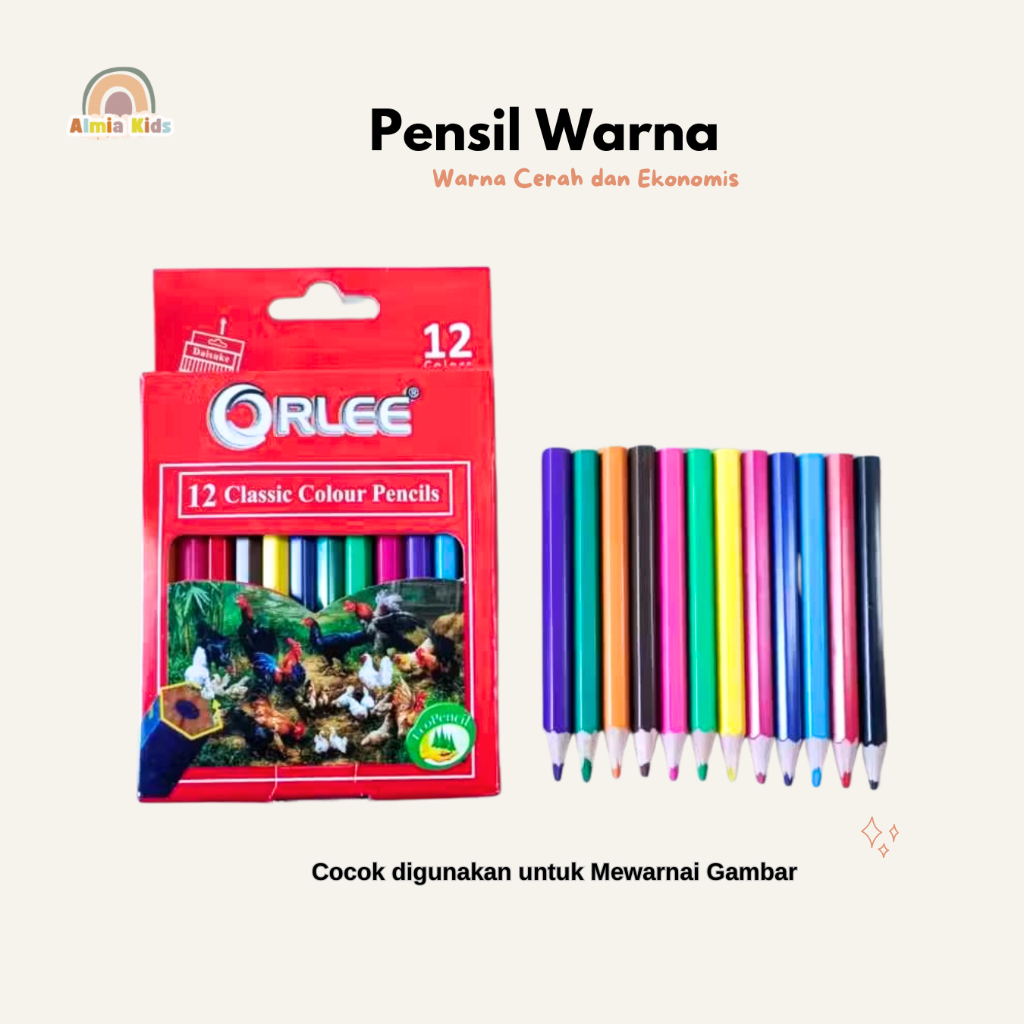 

Pensil Warna/Coloring Pencil/Pensil Warna Pendek isi 12