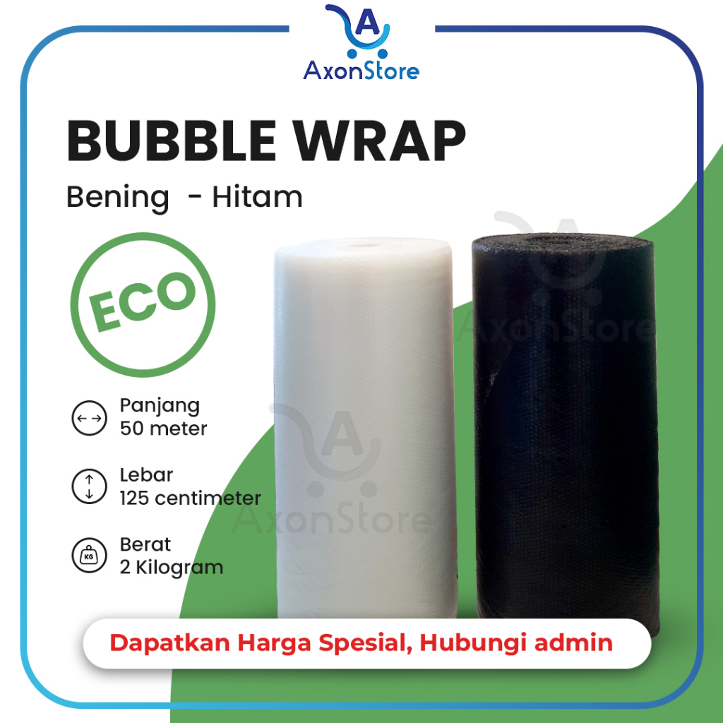 

BUBBLE WRAPPING ECO Bening 125cmx50m Buble Wraping Tipis Pack Eceran Murah Bening
