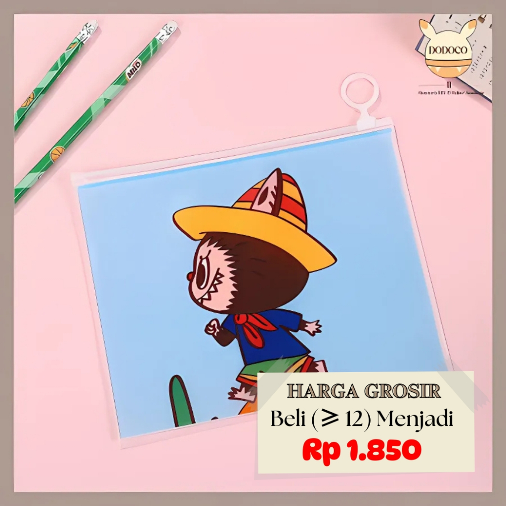 

Zipper Pouch Serbaguna Ziplock Tempat Alat Tulis Eidisi Kartun Lucu Motif Labubu ST33