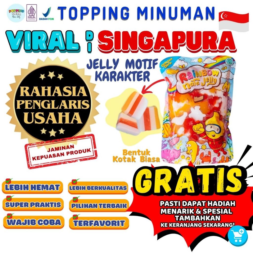 

Jelly Motif Karakter Topping Minuman - Jelly Bentuk Kotak Biasa Cocok Untuk Semua Minuman | Popping Boba Meletus Pecah Dimulut Nata Jelly
