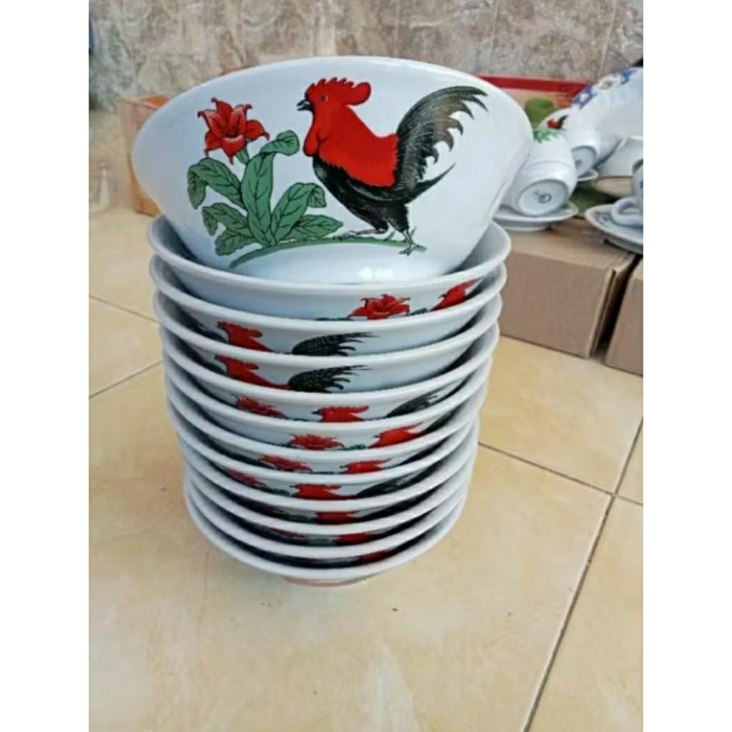 MANGKOK AYAM JAGO KERAMIK | MANGKUK CAP AYAM JAGO KERAMIK | MANGKOK BAKSO | MANGKOK MIE AYAM | MANGK