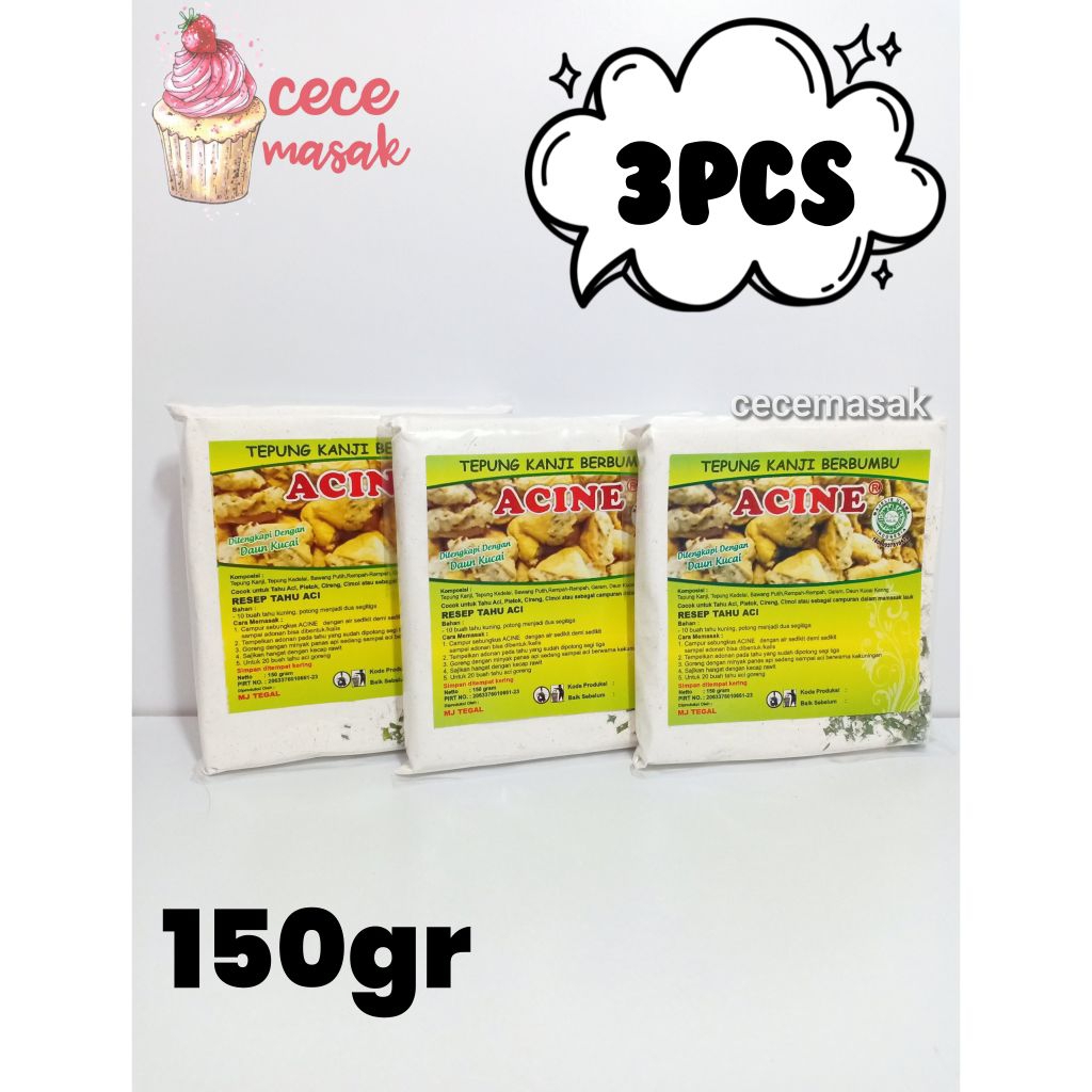 

3pcs ACINE Tepung Kanji Berbumbu 150gr OLEH-OLEH TEGAL cilok cireng tahu pletok dll