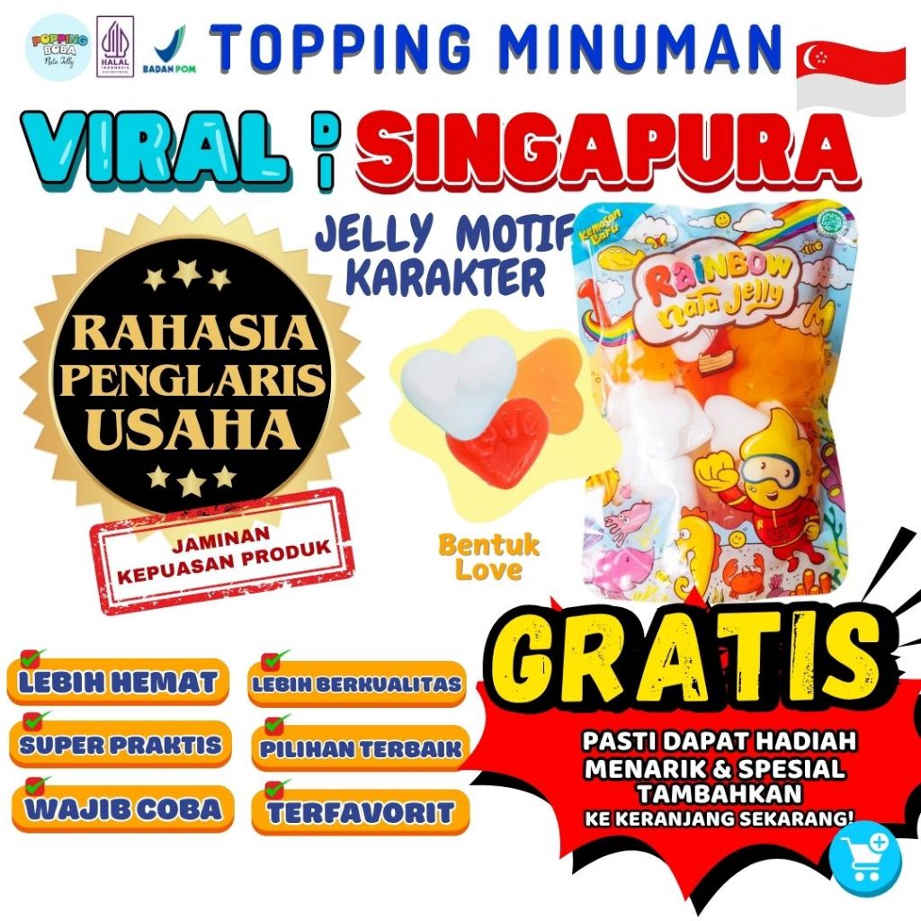 

Jelly Motif Karakter Topping Minuman - Jelly Bentuk Love Cocok Untuk Semua Minuman | Popping Boba Meletus Pecah Dimulut Nata Jelly