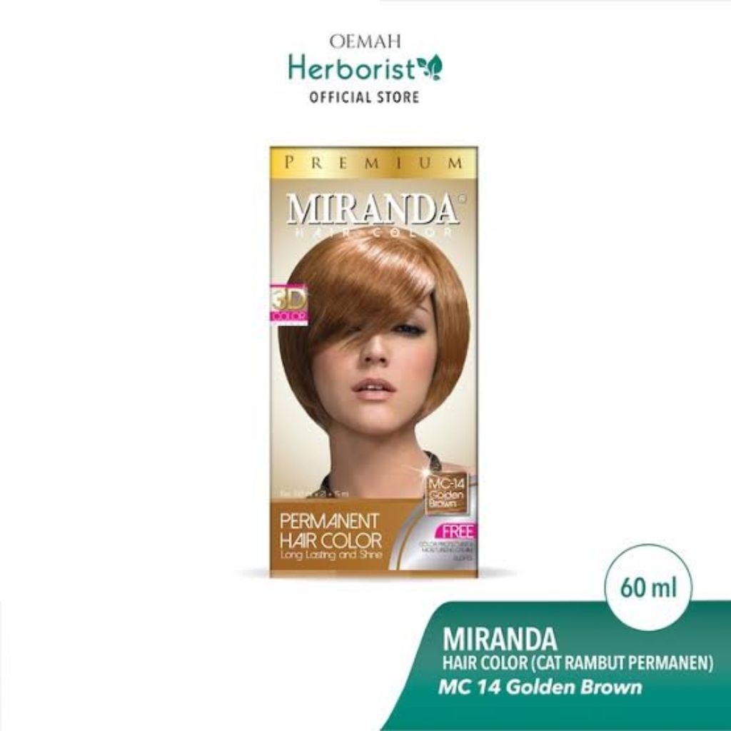 MIRANDA HAIR COLOR 60 ML GOLDEN BROWN MC-14 UKURAN BESAR CAT PEWARNA SEMIR RAMBUT PIRANG