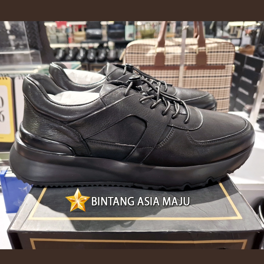 SEPATU SNEAKERS PLAYBOY SNEAKER PRIA ORIGINAL KULIT ASLI FULL BLACK HITAM POLOS PL15