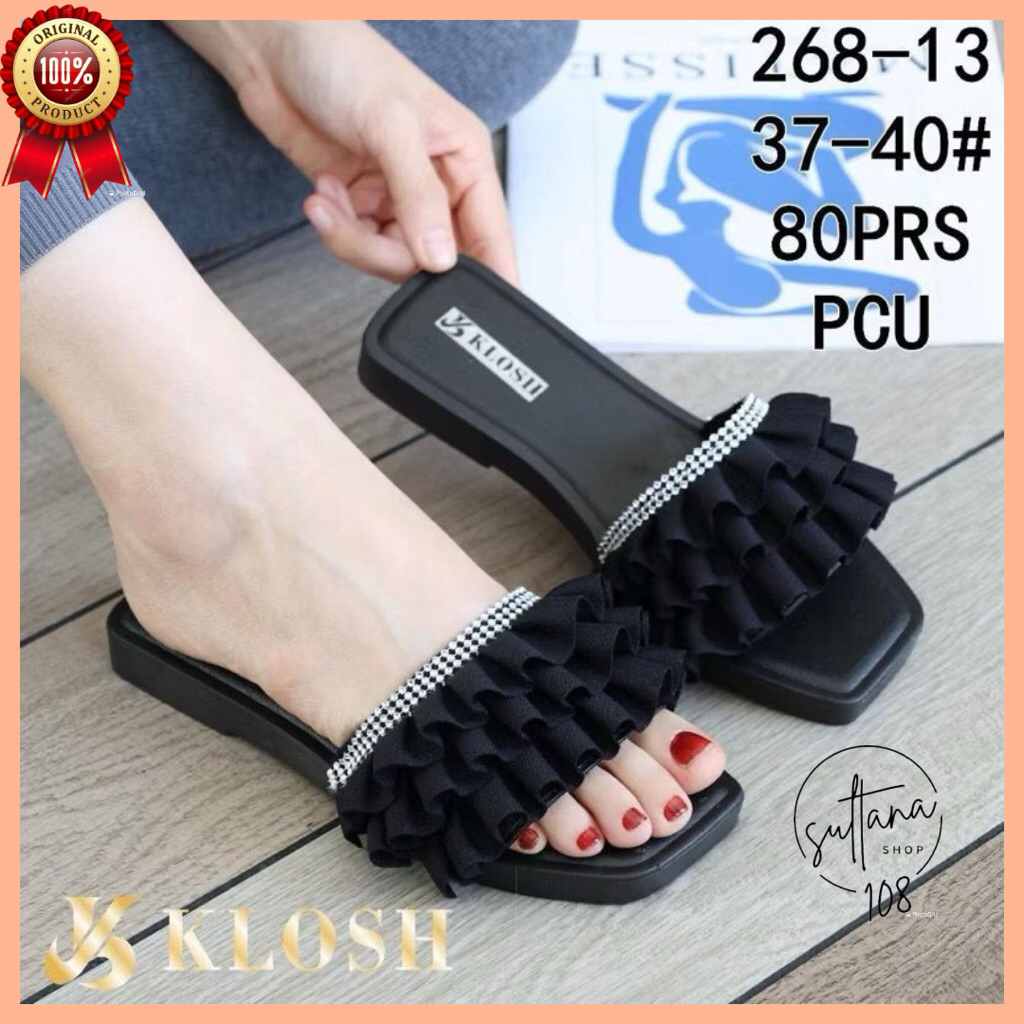 Sandal Jelly Balance 268-X5B Sandal Jelly Slop Bunga Rempel Muriara Terbaru