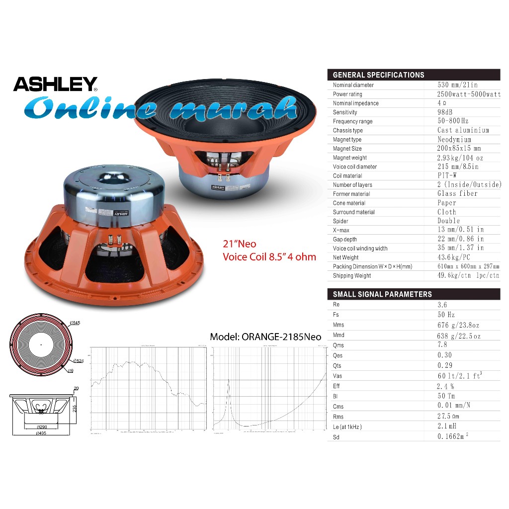 speaker komponen ashley orange 2185 / ORANGE 2185 neo 21 inch neo voice coil 8.5'' 4 ohm