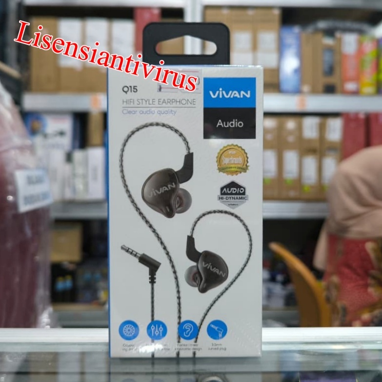 Earphone Audio Vivan Q15 VIVAN Earphone In Ear Kabel Stereo Wired Headset Q15 Black