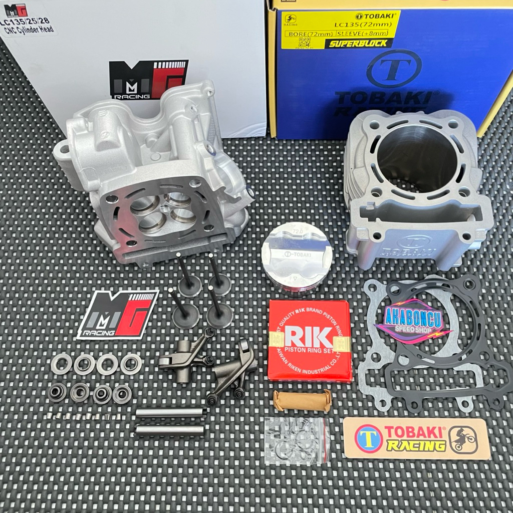 PAKET BOREUP BLOK TOBAKI MX KING VIXION 72 CERAMIC TYPE FIN + HEAD MX KING 28/25 MG RACING