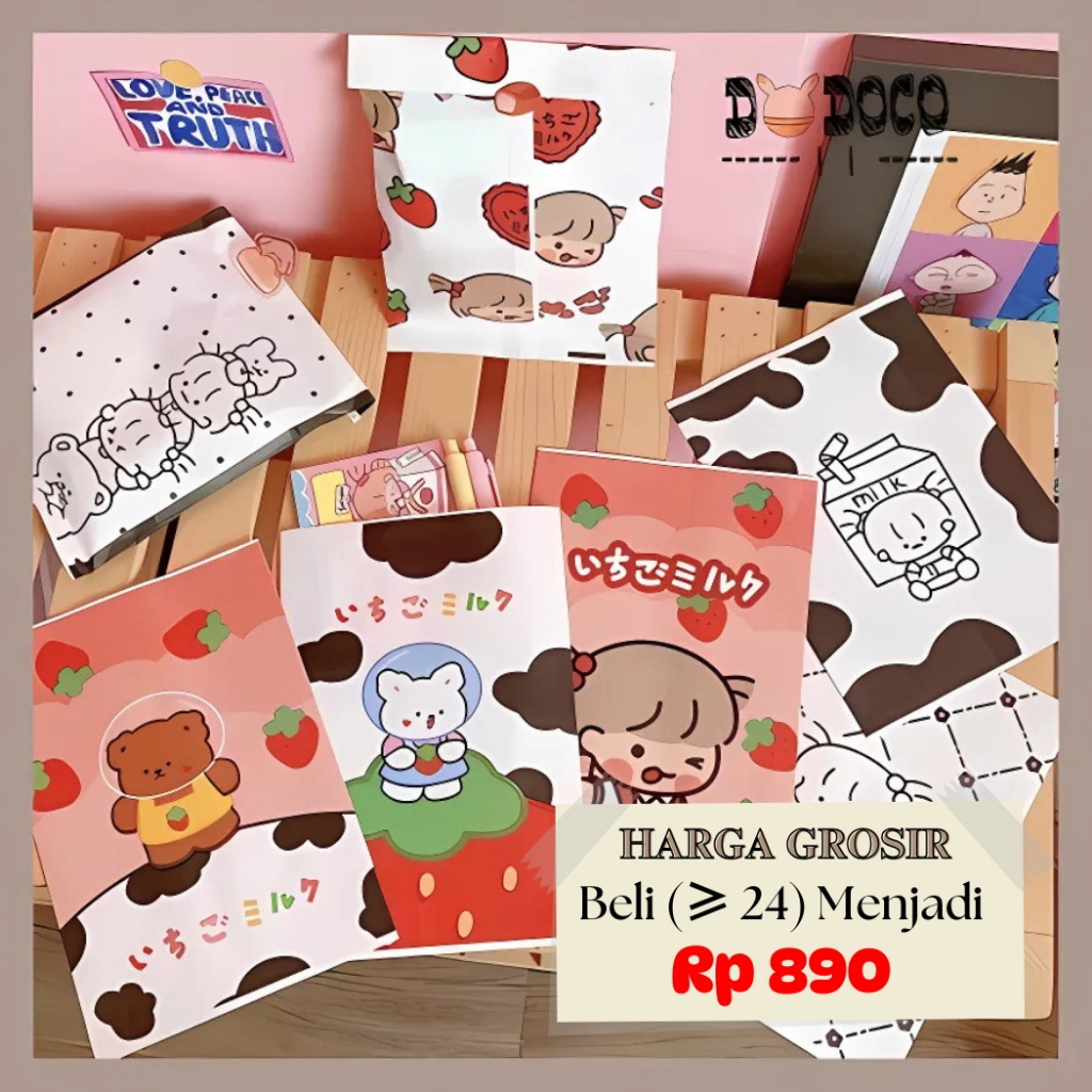 

Kertas Amplop Packing Paket Aesthetic Motif Bear