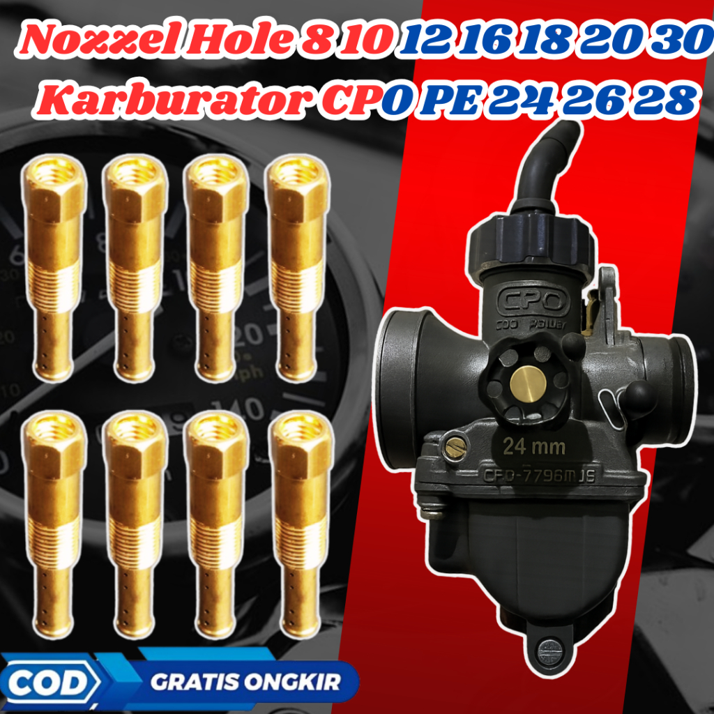 Nozzle Nozel Hole Karburator CPO PE 24 26 28 Nozle lubang 8 10 12 16 18 20 30 Karbu