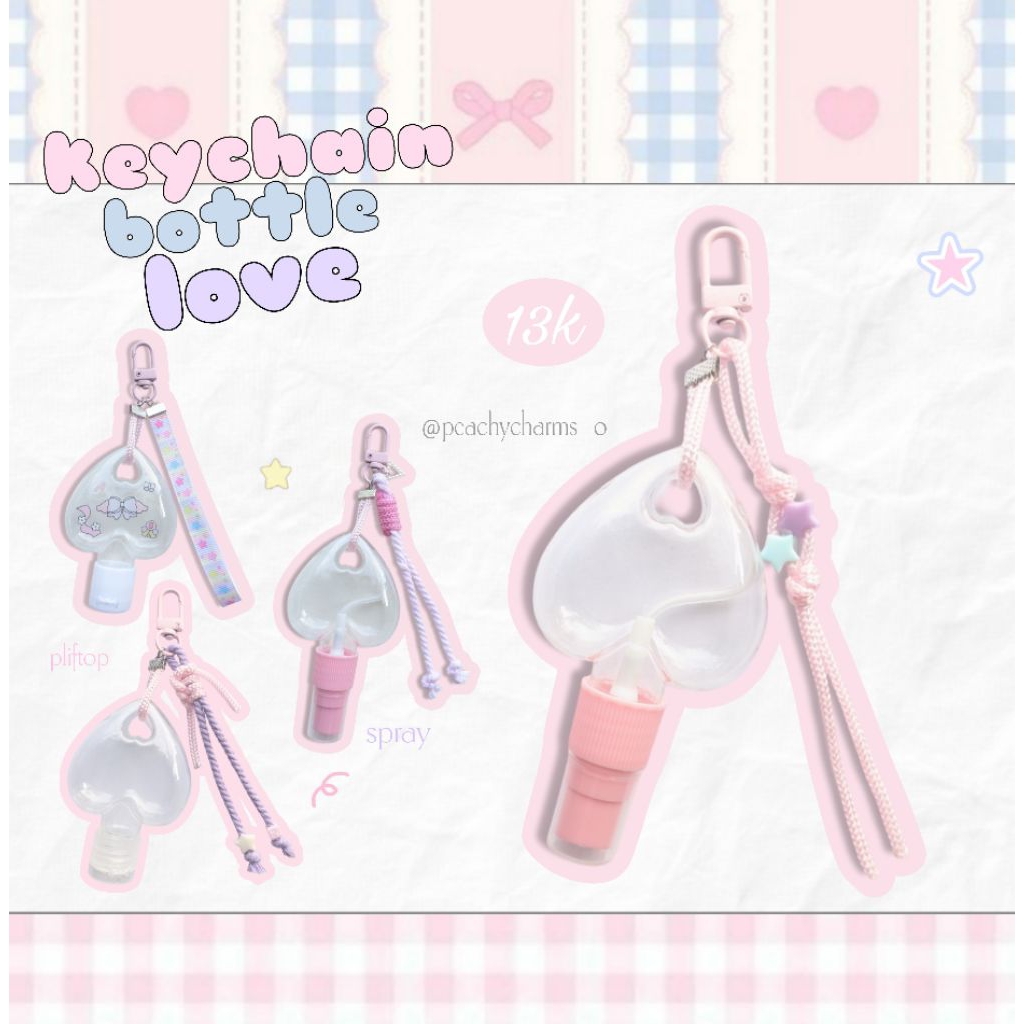 Bagcharms botol love mini portable spray, fliptop, untuk tempat hand sanitizer, parfum, lotion, isi 