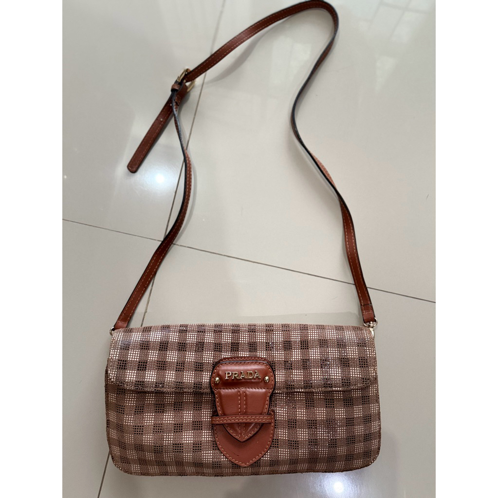tas coklat kombinasi kotak cantik