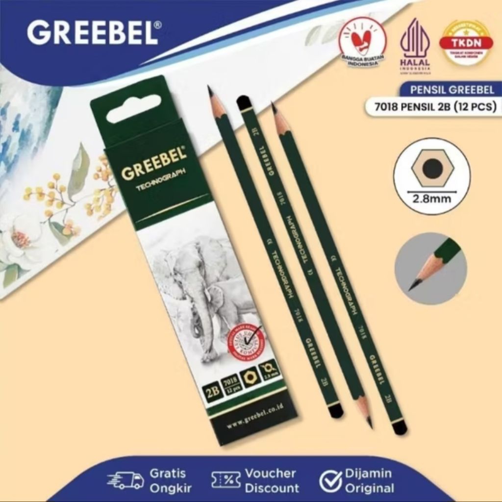 

(LUSIN) PENSIL UJIAN / PENSIL 2B 7018 GREEBEL
