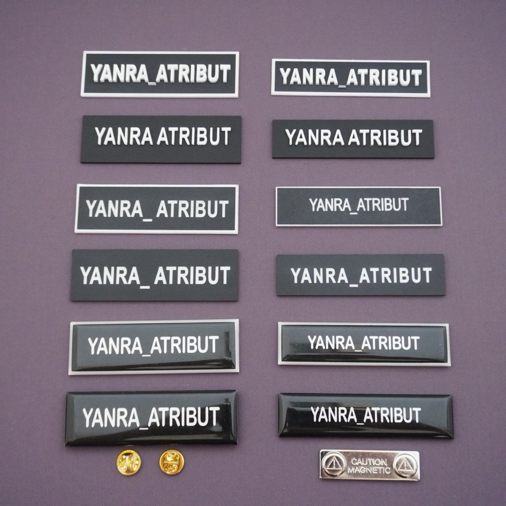 

Papan Nama / Name Tag Paku Magnet Peniti Request Nama Sendiri / Bhayangkari / Bintara / Perwira / Brimob / Sabhara Polri / Asn Pns Dinas / Satpam / Pol pp Premium