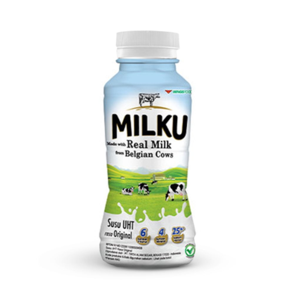 

MILKU Susu UHT Cair Original Botol 200ml